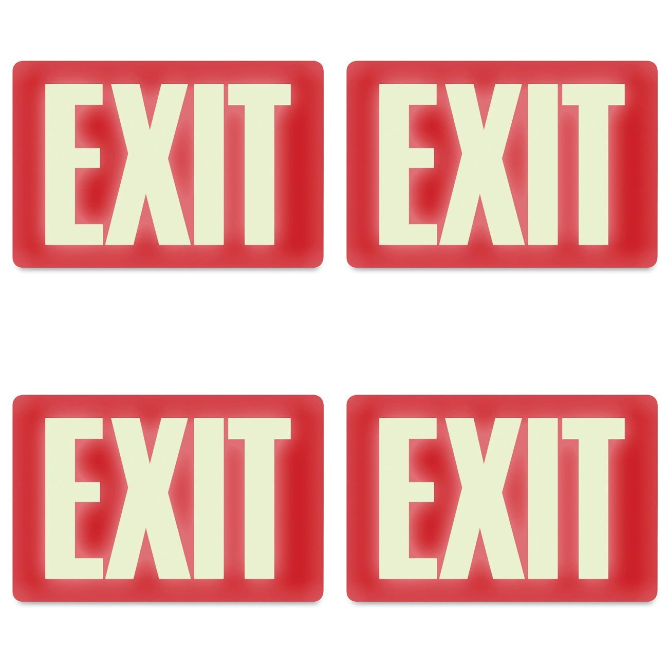 Headline Sign 4792 Glow-In-The-Dark Exit Sign, 8 Inches By 12 Inches, 4 Packs
